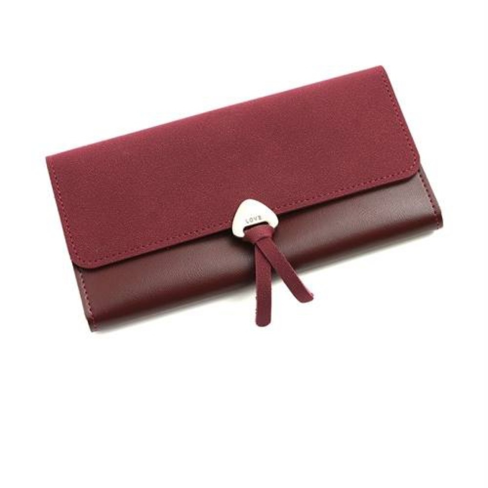 NEW LOVE LEATHER WALLET in wine red